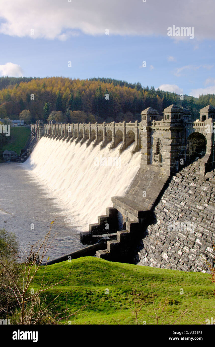 Dam after Autumn Rain Lake Vyrnwy Mid Wales Stock Photo - Alamy