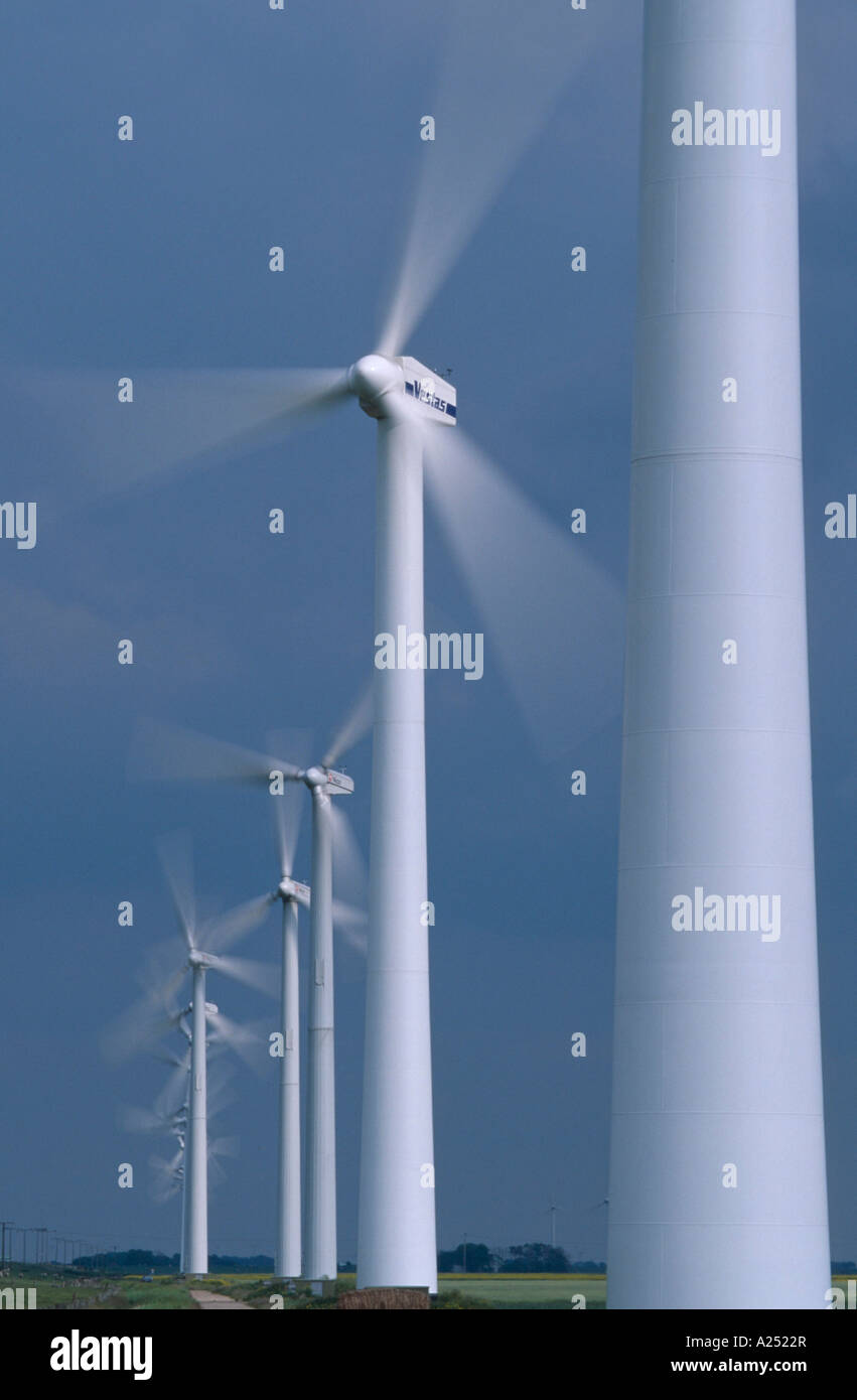 Windmills in Germany Windkraftwerk Schleswig Holstein Deutschland Stock