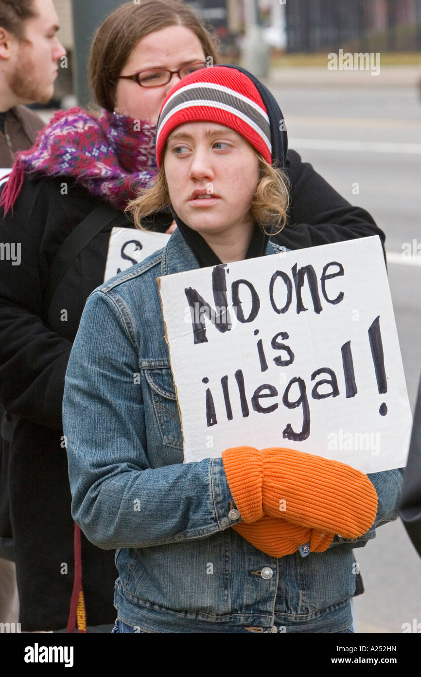 Protest Against Immigration Raids in Meatpacking Plants Stock Photo