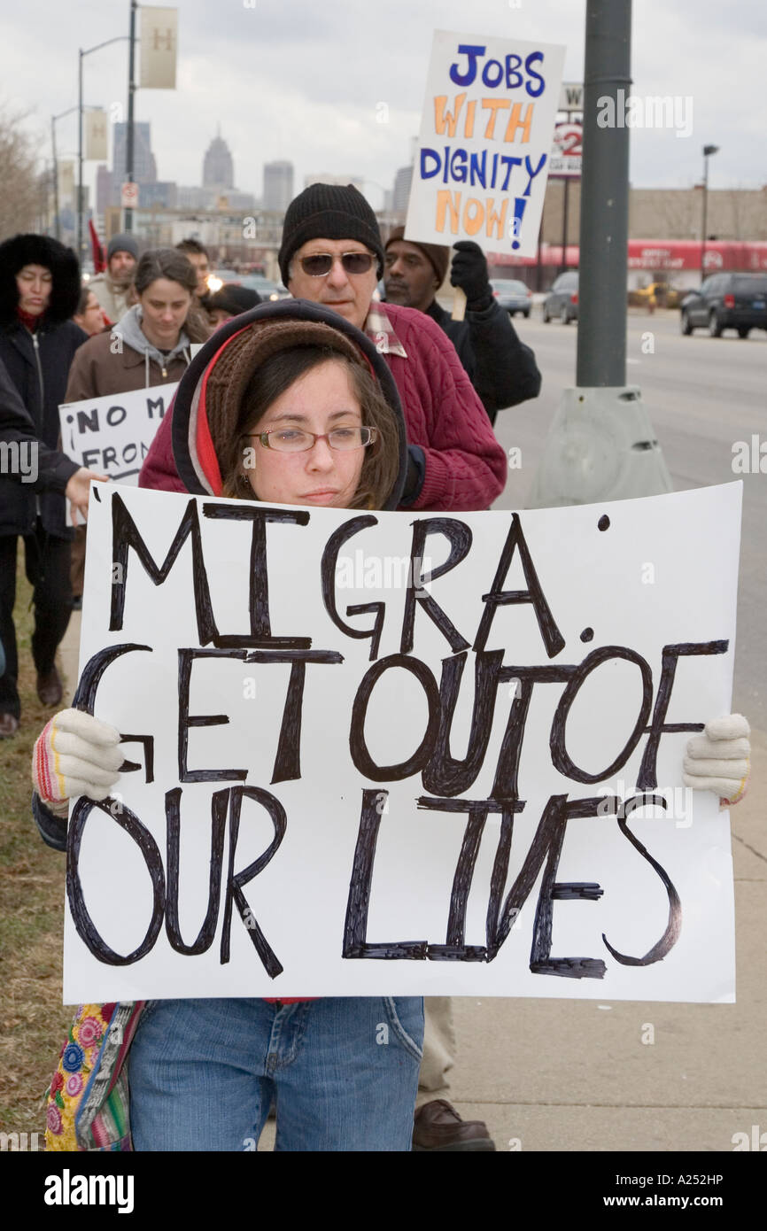 Protest Against Immigration Raids in Meatpacking Plants Stock Photo