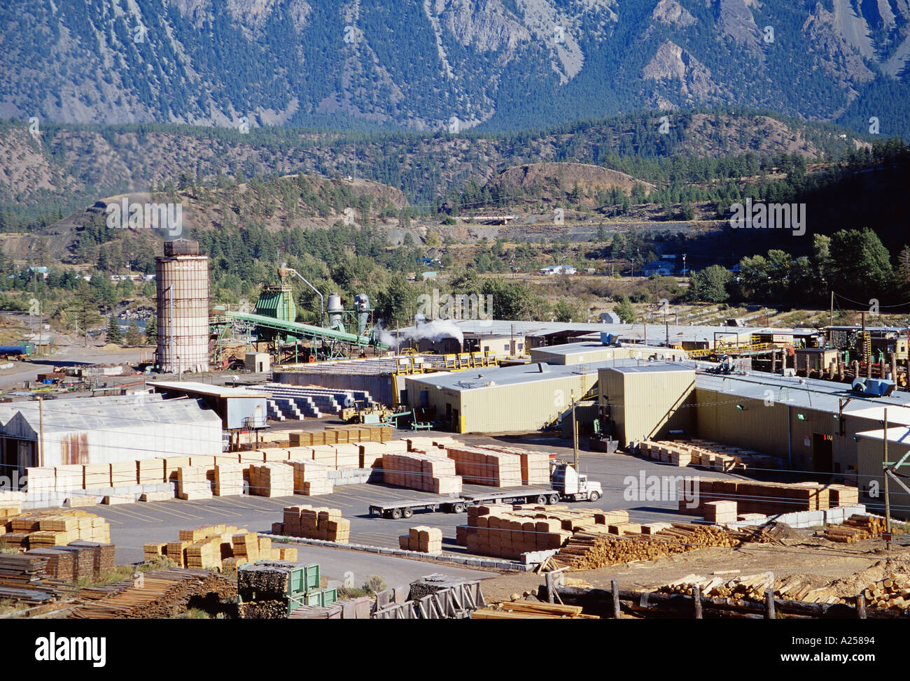 AERIAL VIEW OF LUMBER MILL CANADA Stock Photo Alamy