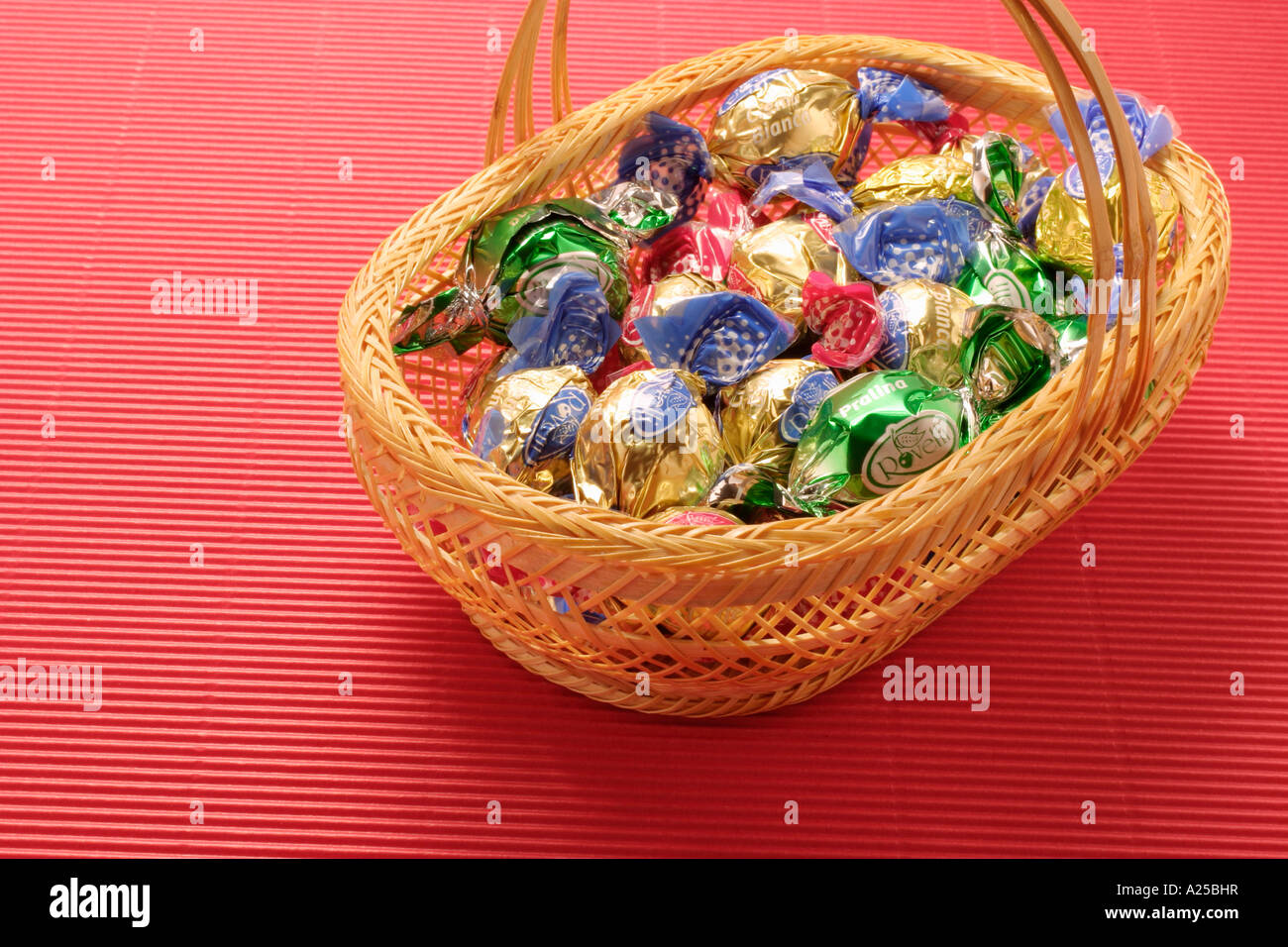 Chocolates in Basket Stock Photo Alamy
