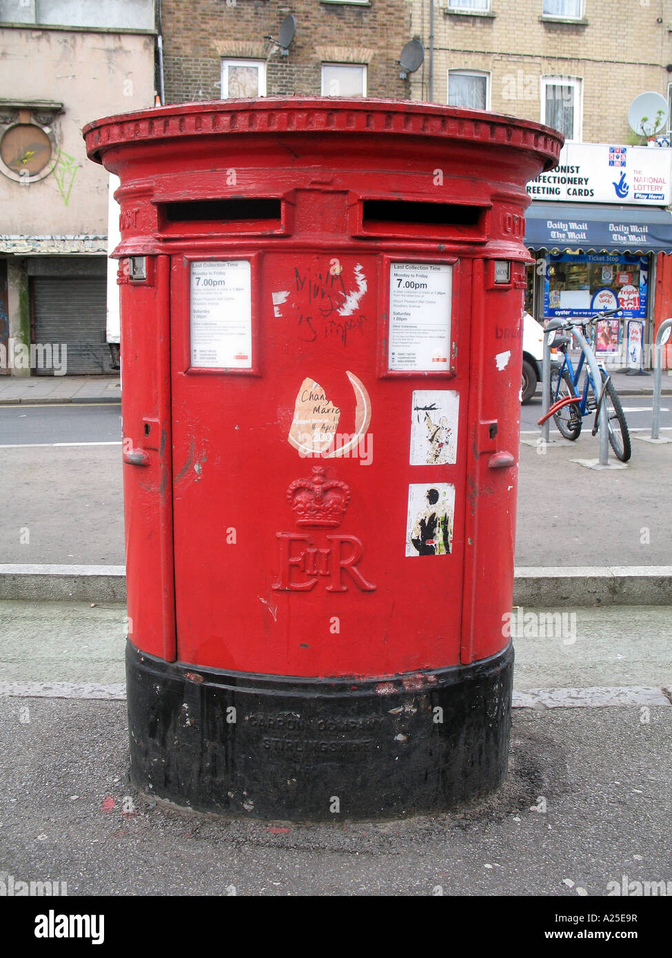 Old double postbox Hackney North London UK Stock Photo
