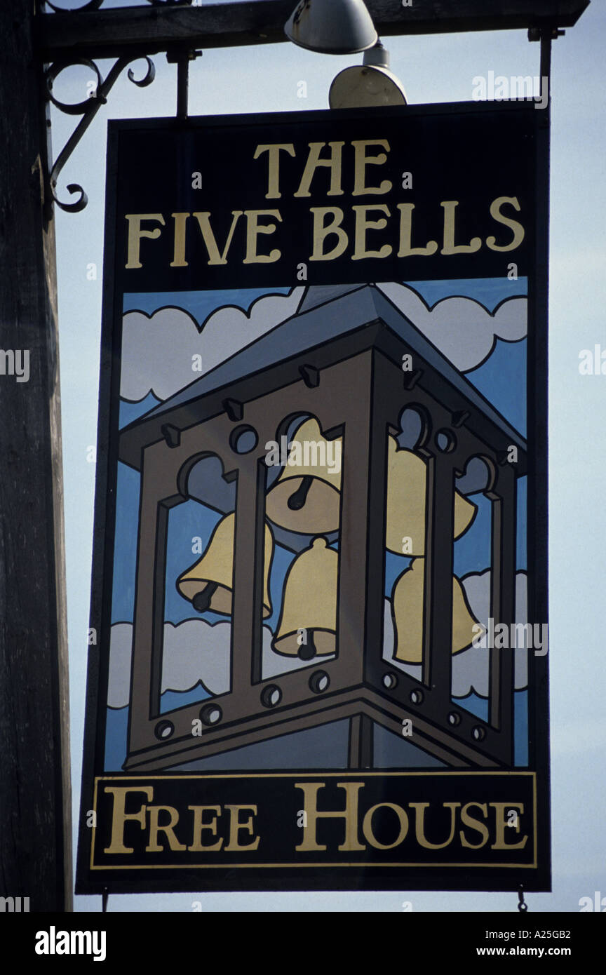 The Five Bells pub sign Pulborough, West Sussex no longer a public