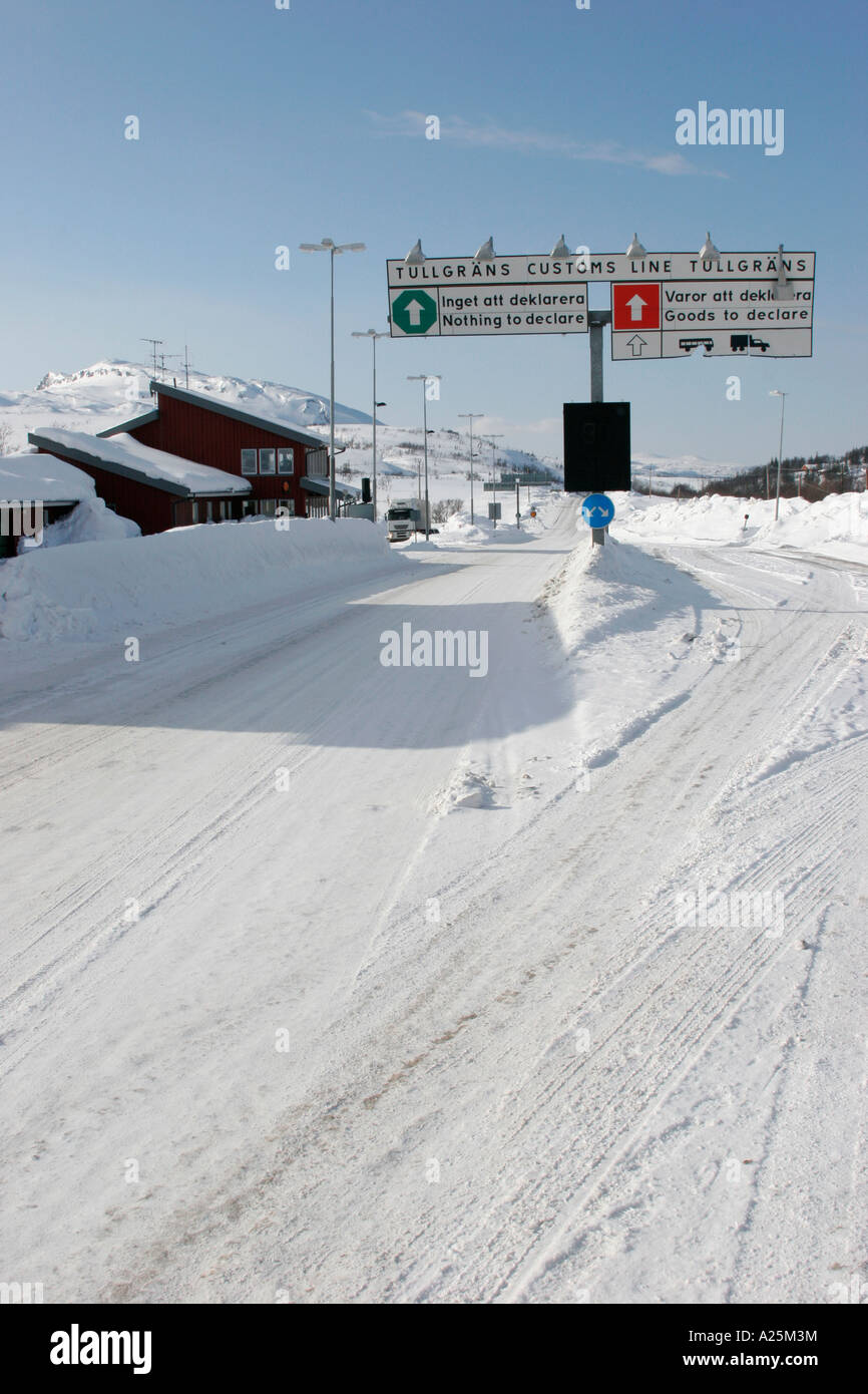 The border between Sweden and Norway. Stock Photo