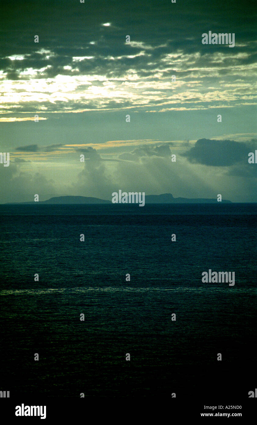 Dark Green Sky over Shiant Islands Stock Photo