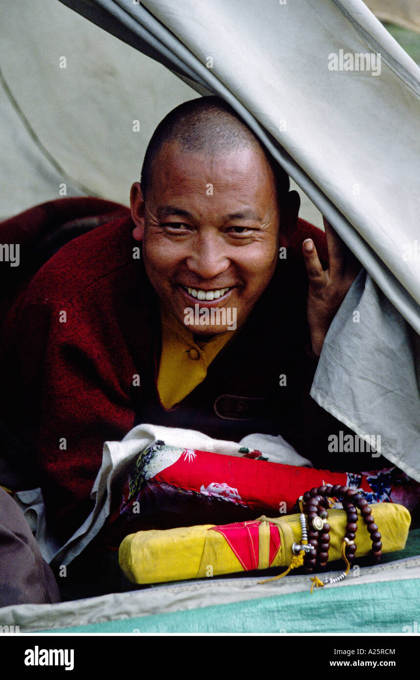 A high ranking Tibetan Buddhist MONK from MUSTANG in his TENT with his ...
