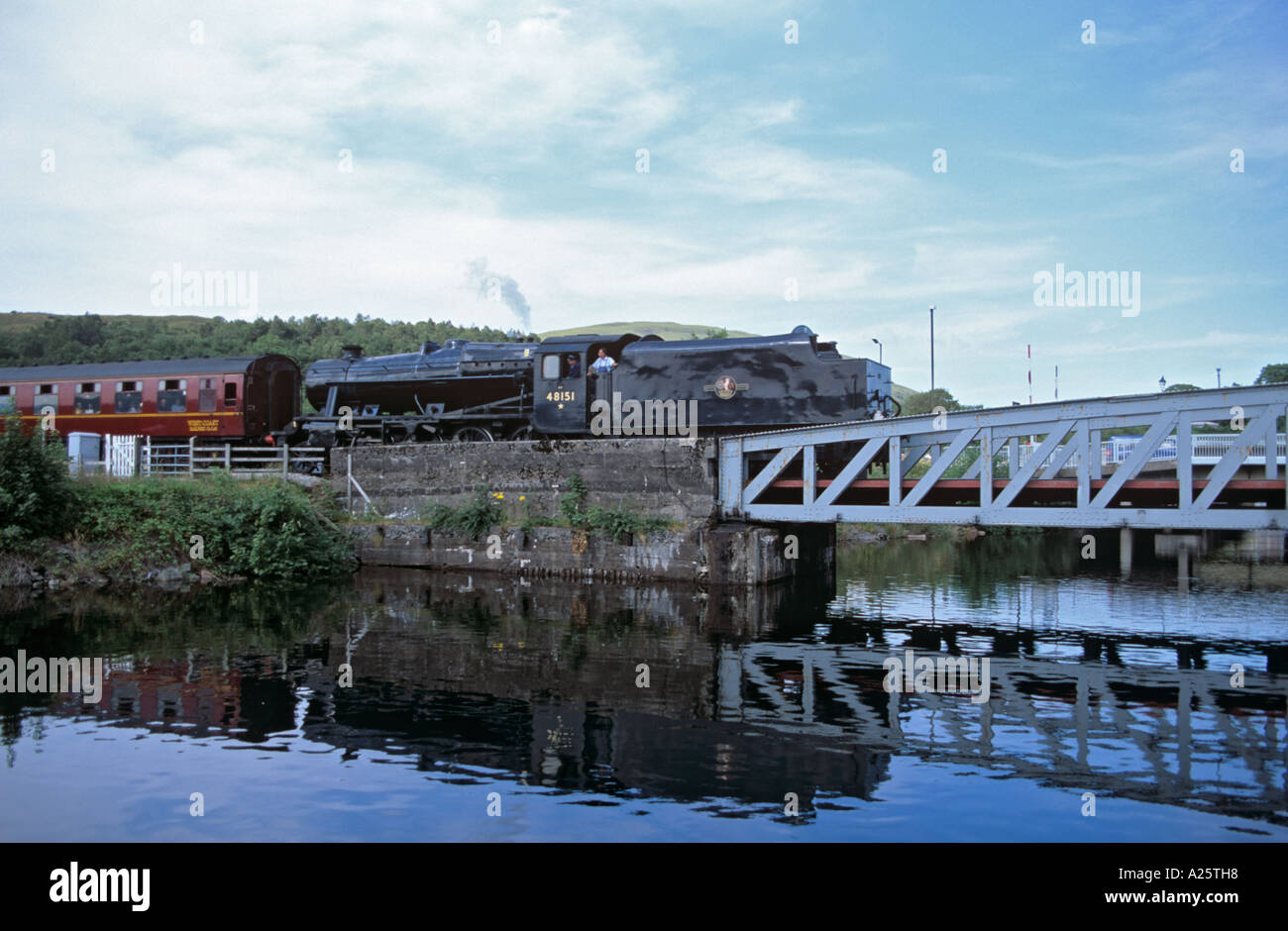 The Jacobite Steam Train Approaching Banavie Swing Bridge