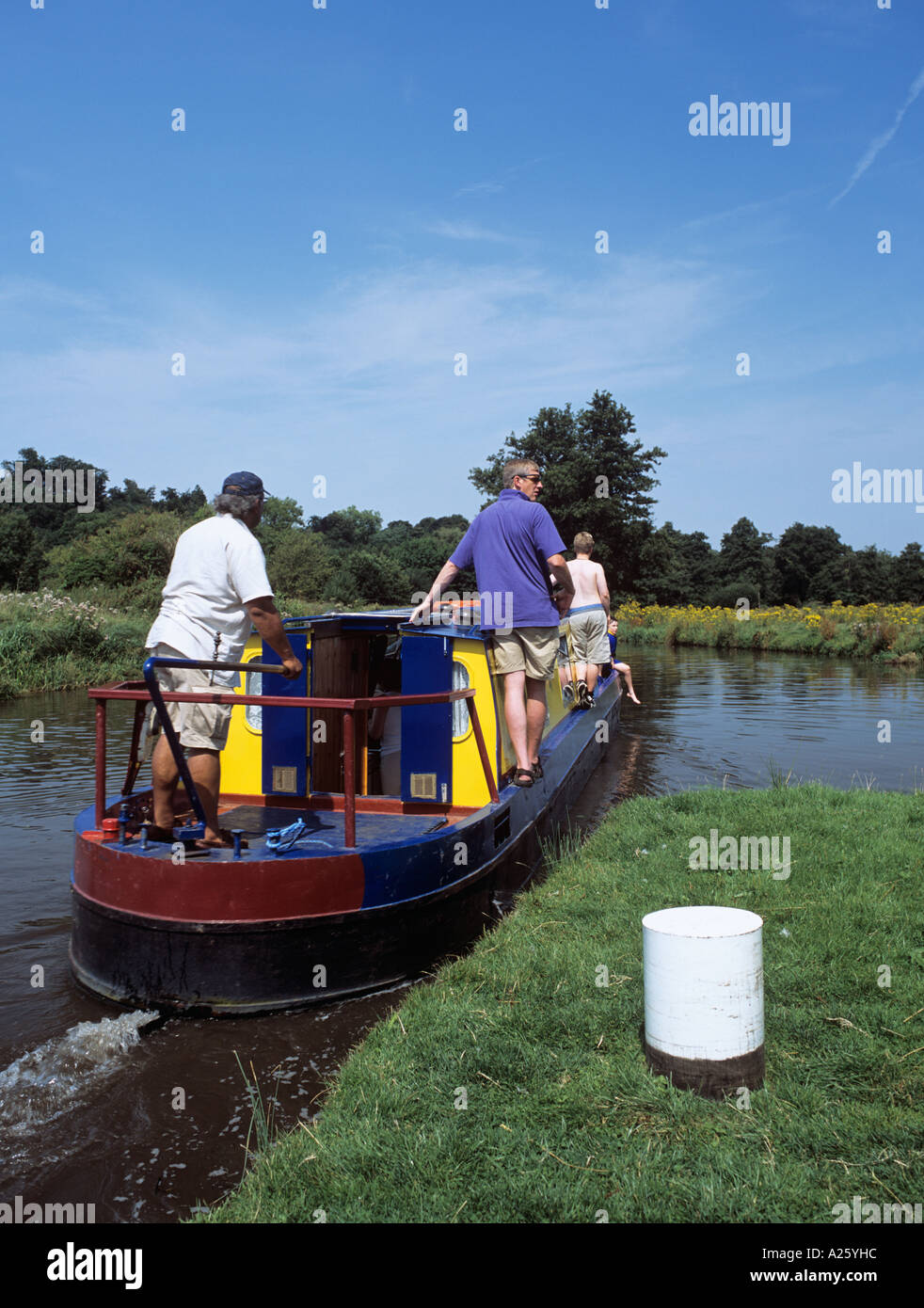 Shalford Guildford Surrey England UK NARROWBOAT on RIVER WEY heading