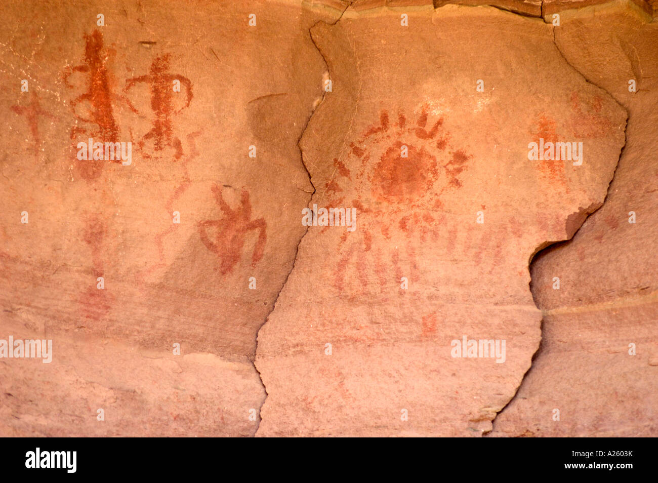 The WHITMORE PICTOGRAPHS are well preserved and a mile hike from the river at mile 187 GRAND CANYON NATIONAL PARK ARIZONA Stock Photo