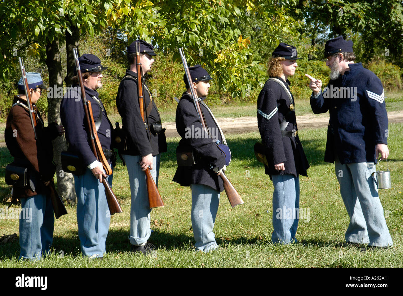 Civil War battle reenactment of the 1860 war between the states Stock Photo