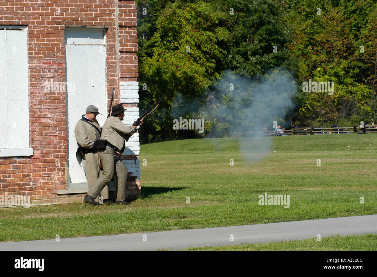 Civil War battle reenactment of the 1860 war between the states Stock Photo