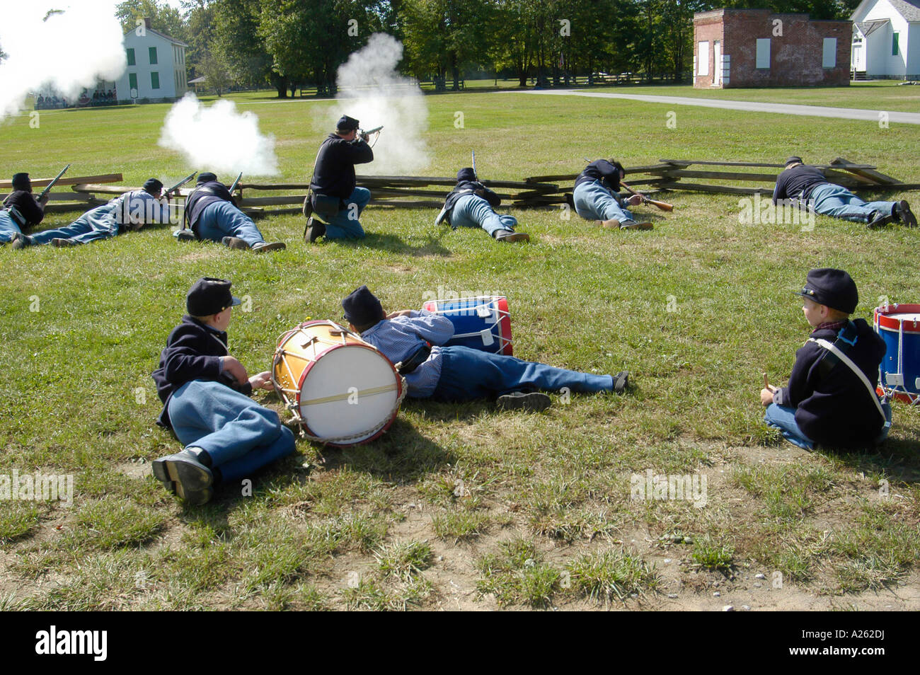 Civil War battle reenactment of the 1860 war between the states Stock Photo