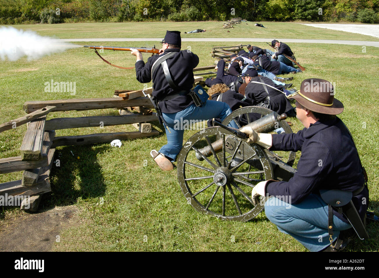 Civil War battle reenactment of the 1860 war between the states Stock Photo