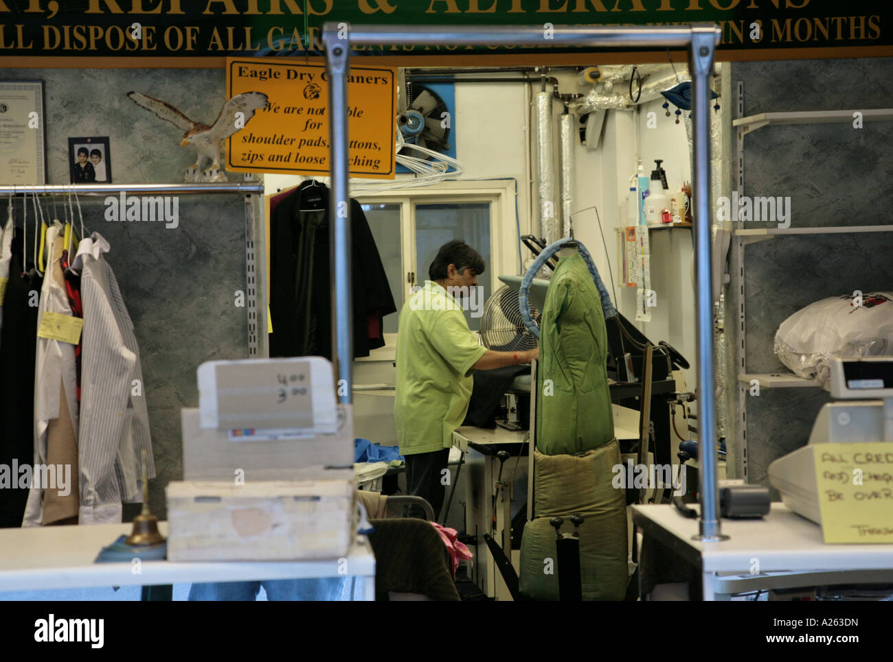 Urban dry cleaning shop Stock Photo Alamy