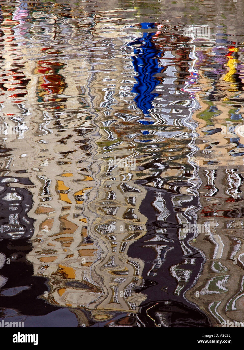 Water reflections in Honfleur Old Port English Channel La Manche Normandy Normandie North Western France Europe Stock Photo