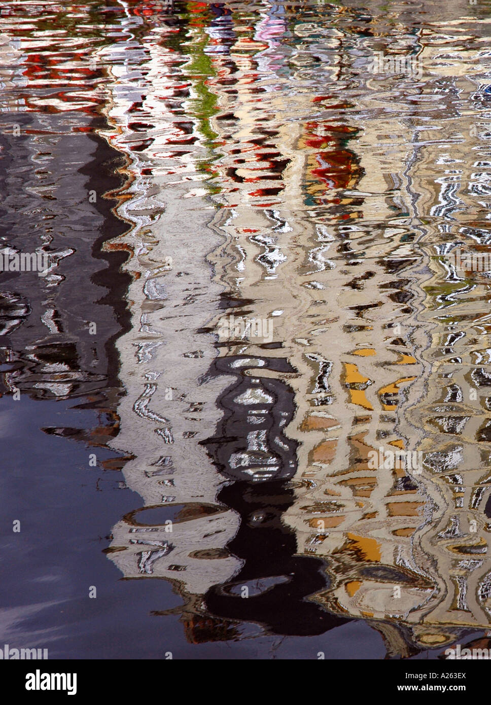 Water reflections in Honfleur Old Port English Channel La Manche Normandy Normandie North Western France Europe Stock Photo