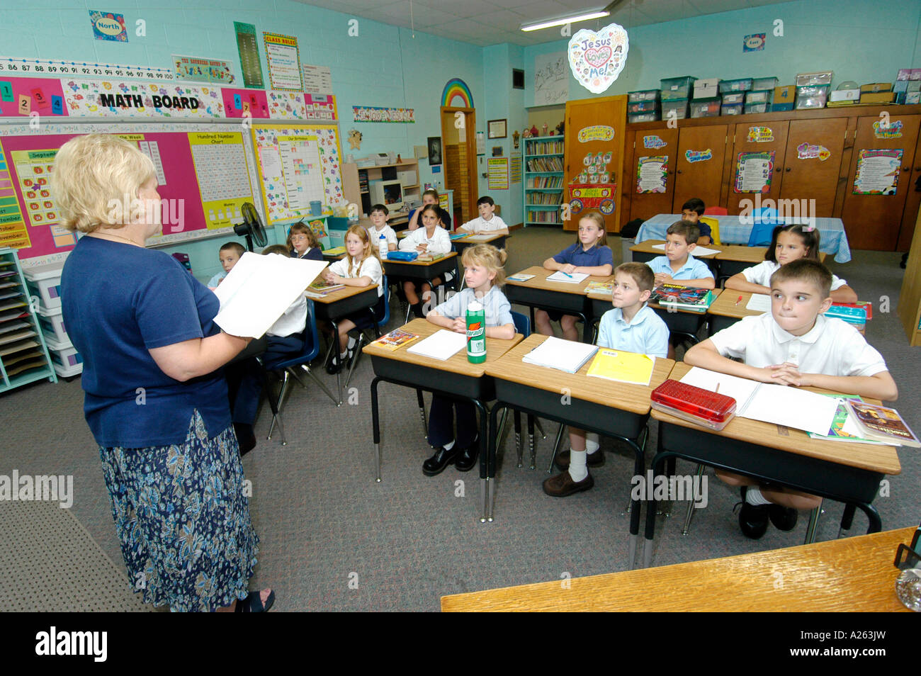 St Marys Catholic Elementary School classroom instruction St Clair Michigan MI Stock Photo