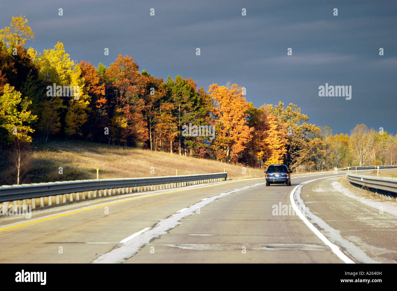 Fall colors in Michigan's upper lower peninsula on I 75 Stock Photo Alamy