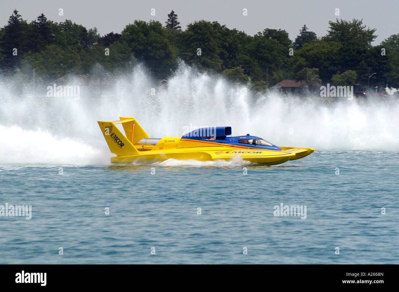 Hydroplane boats race on the St Clair River at St Clair Michigan MI Stock Photo
