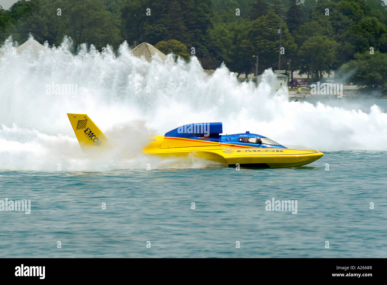 Hydroplane boats race on the St Clair River at St Clair Michigan MI Stock Photo