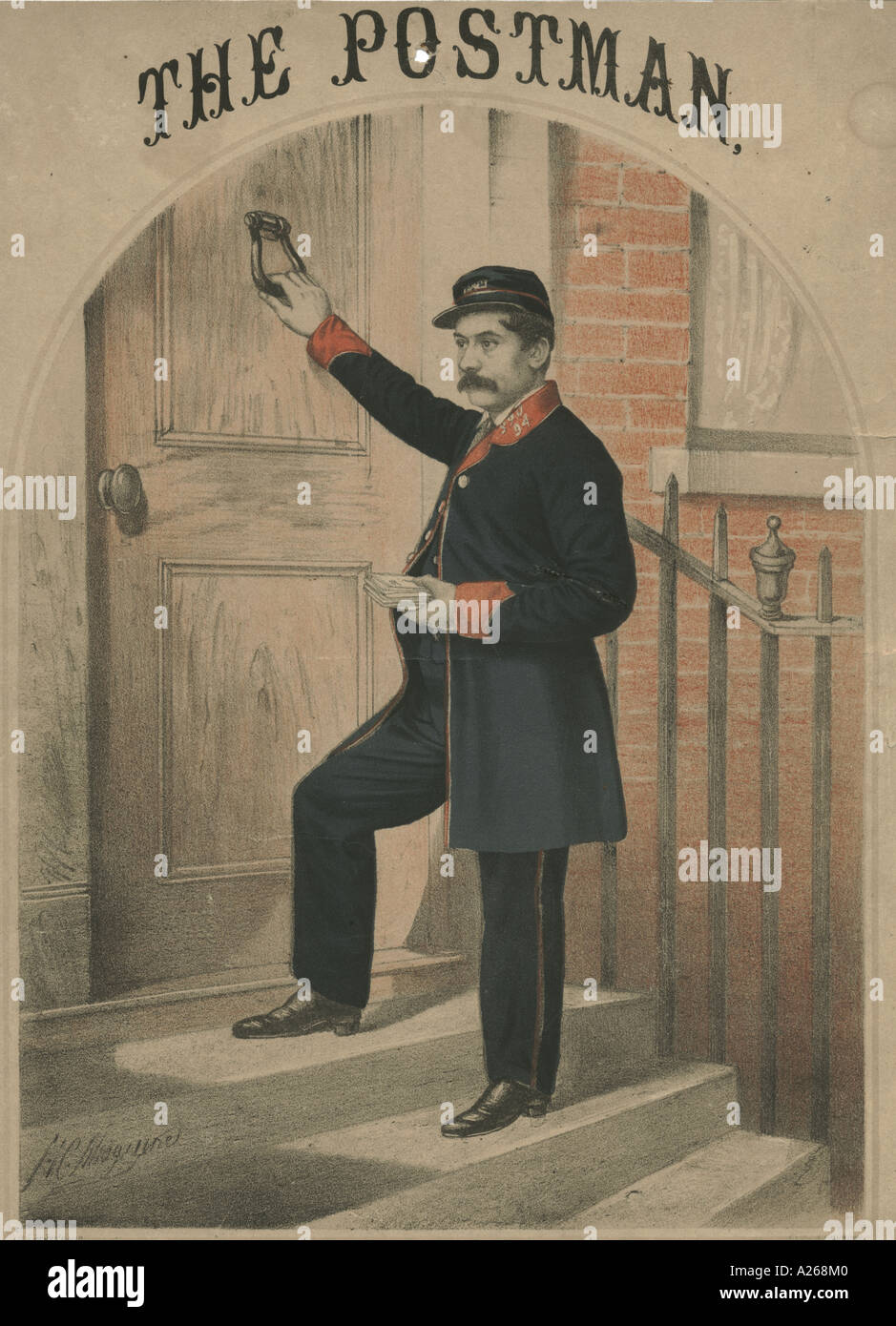 Sheet music cover The Postman circa 1866 Stock Photo