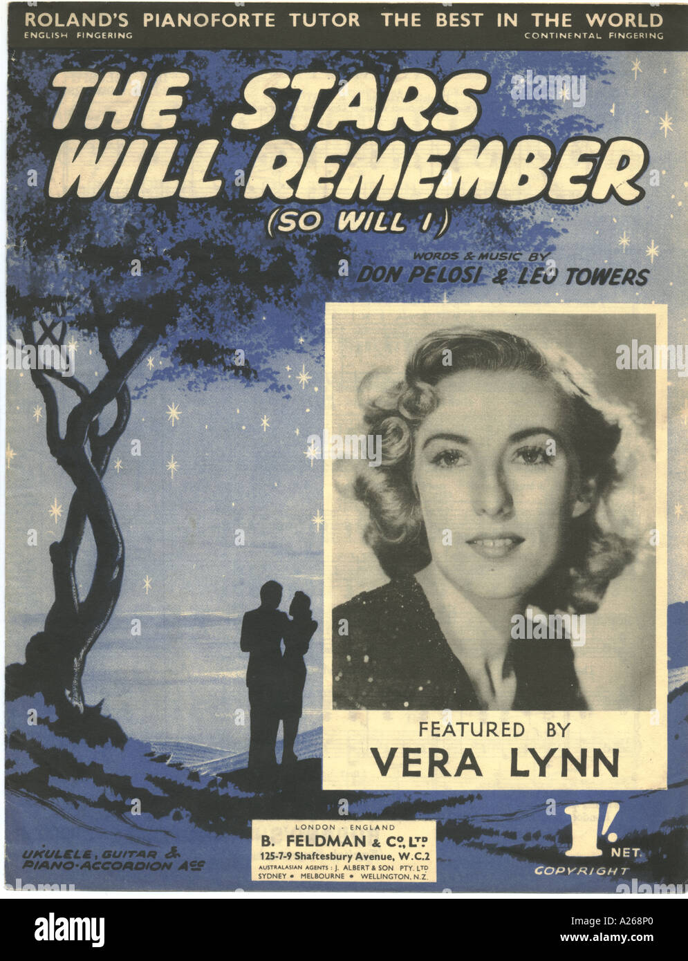 Sheet music cover The Stars will Remember 1946 Stock Photo