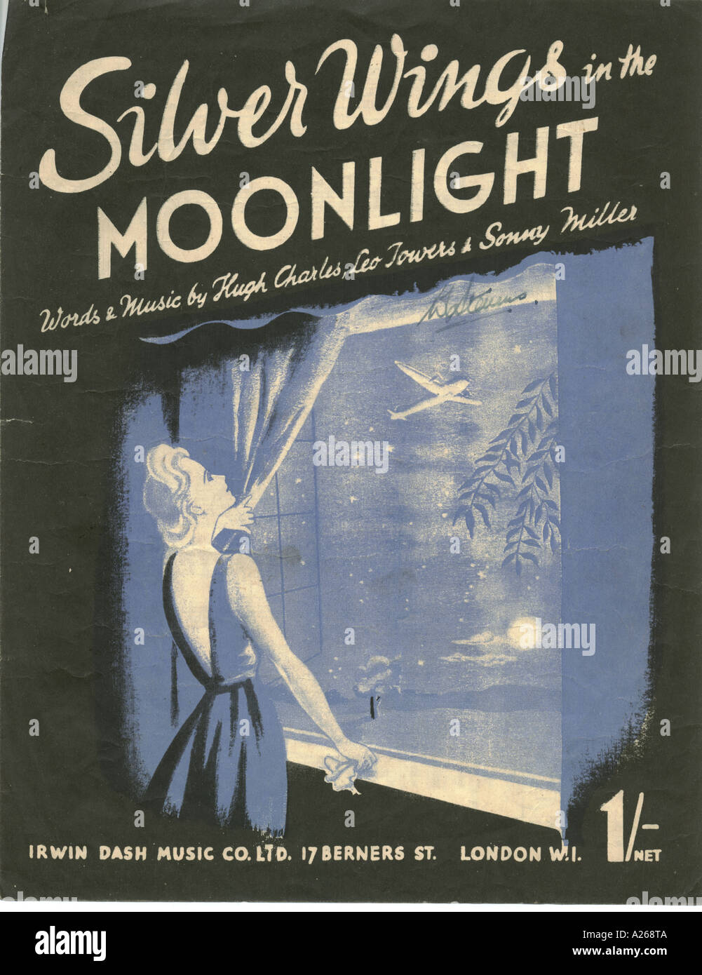 Sheet music cover Silver Wings in the Moonlight 1943 Stock Photo