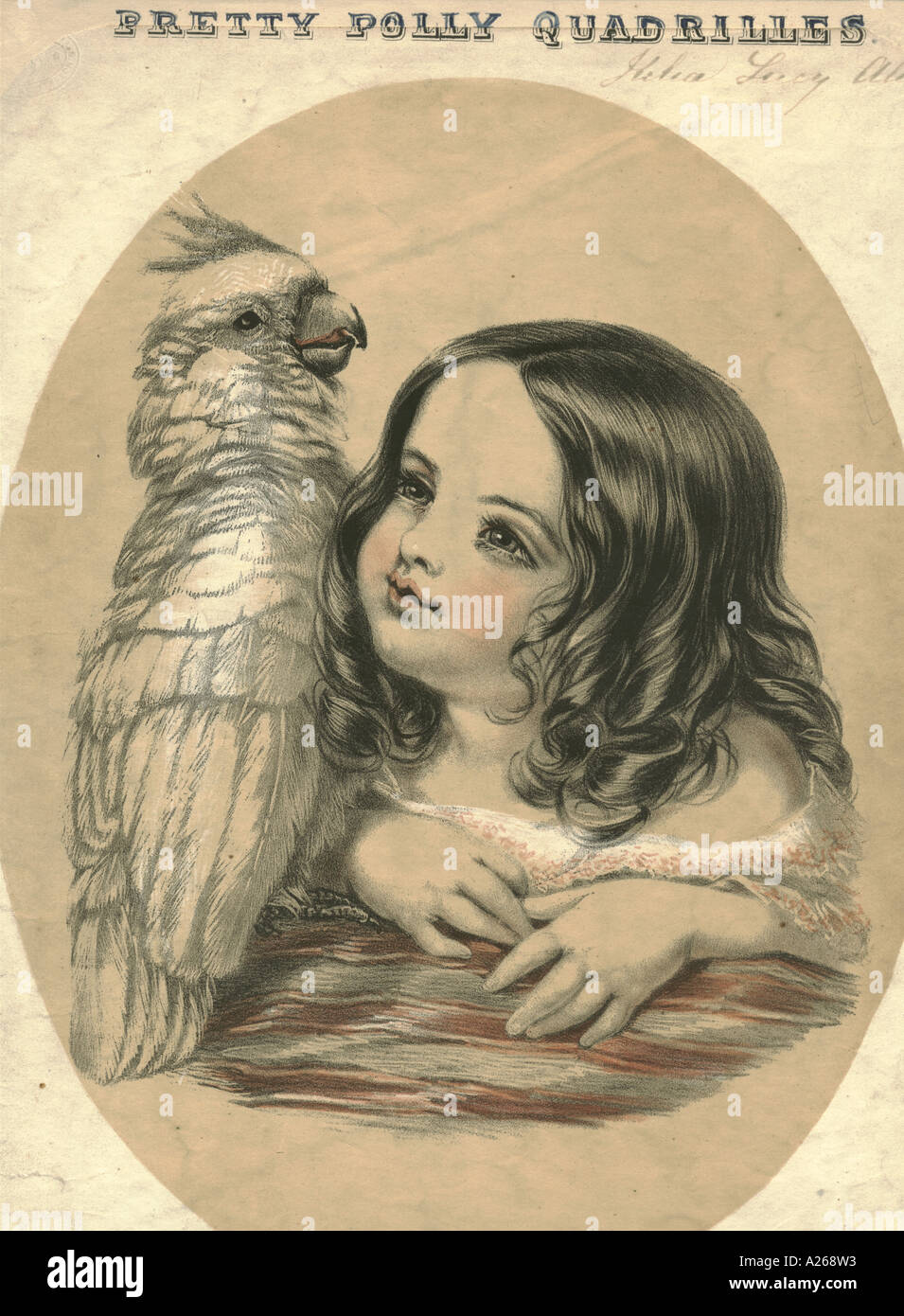 Sheet music cover Pretty Polly Quadrille circa 1870 Stock Photo
