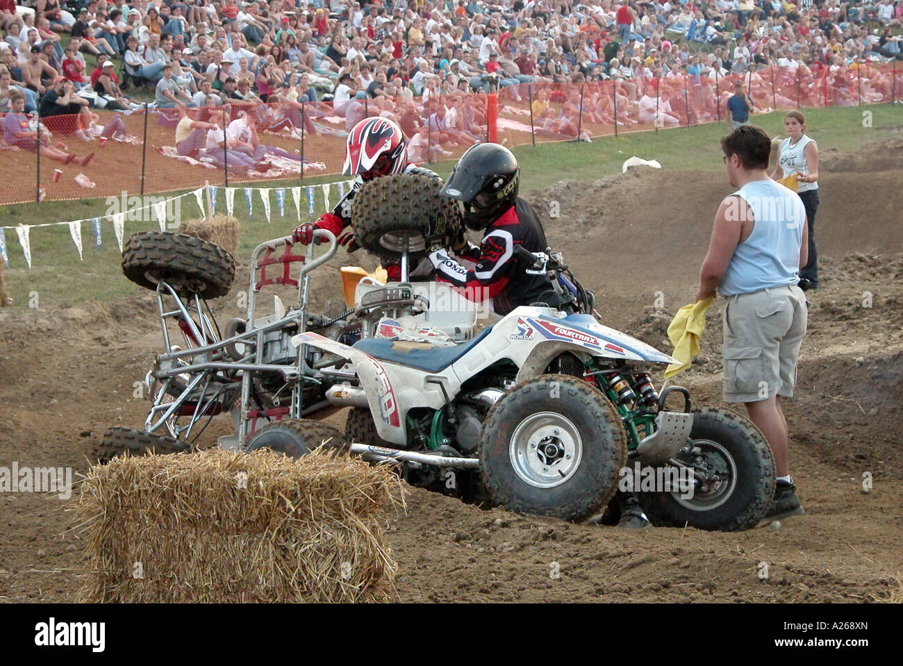 Accident at an ATV motor racing event Stock Photo
