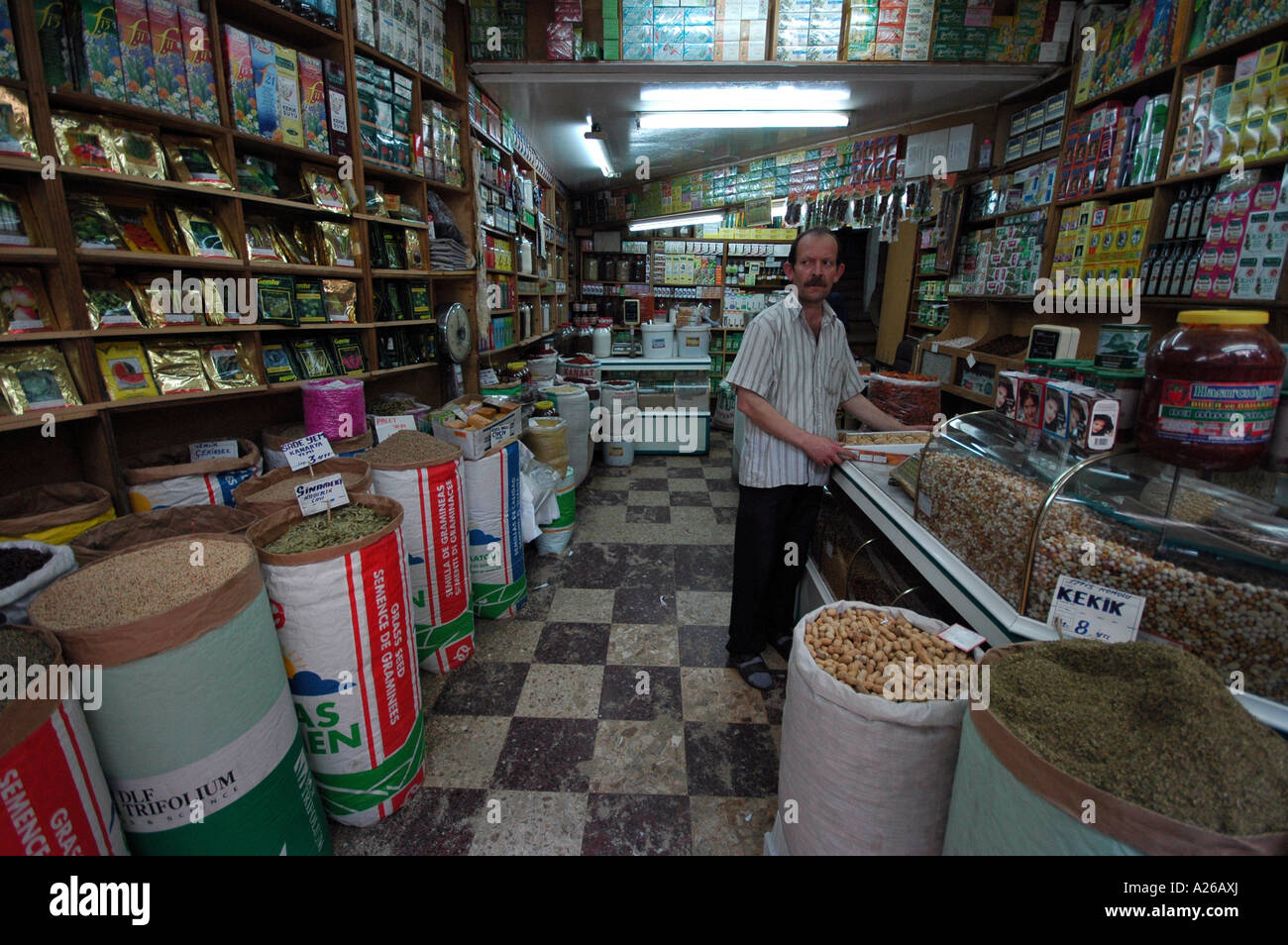 Grocery store and storekeeper, Ankara, Turkey, Asia Stock Photo - Alamy