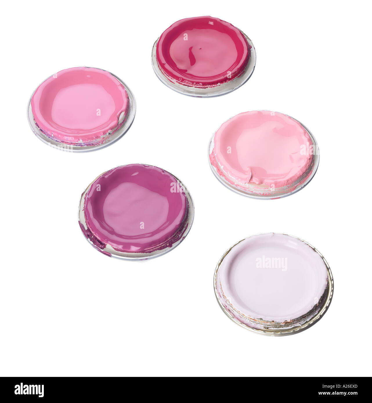 Paint pot lids Stock Photo Alamy