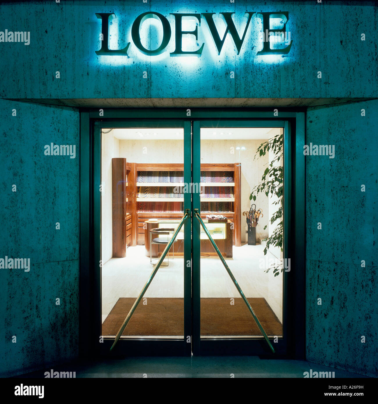 View of the entrance to a Loewe shop Stock Photo Alamy