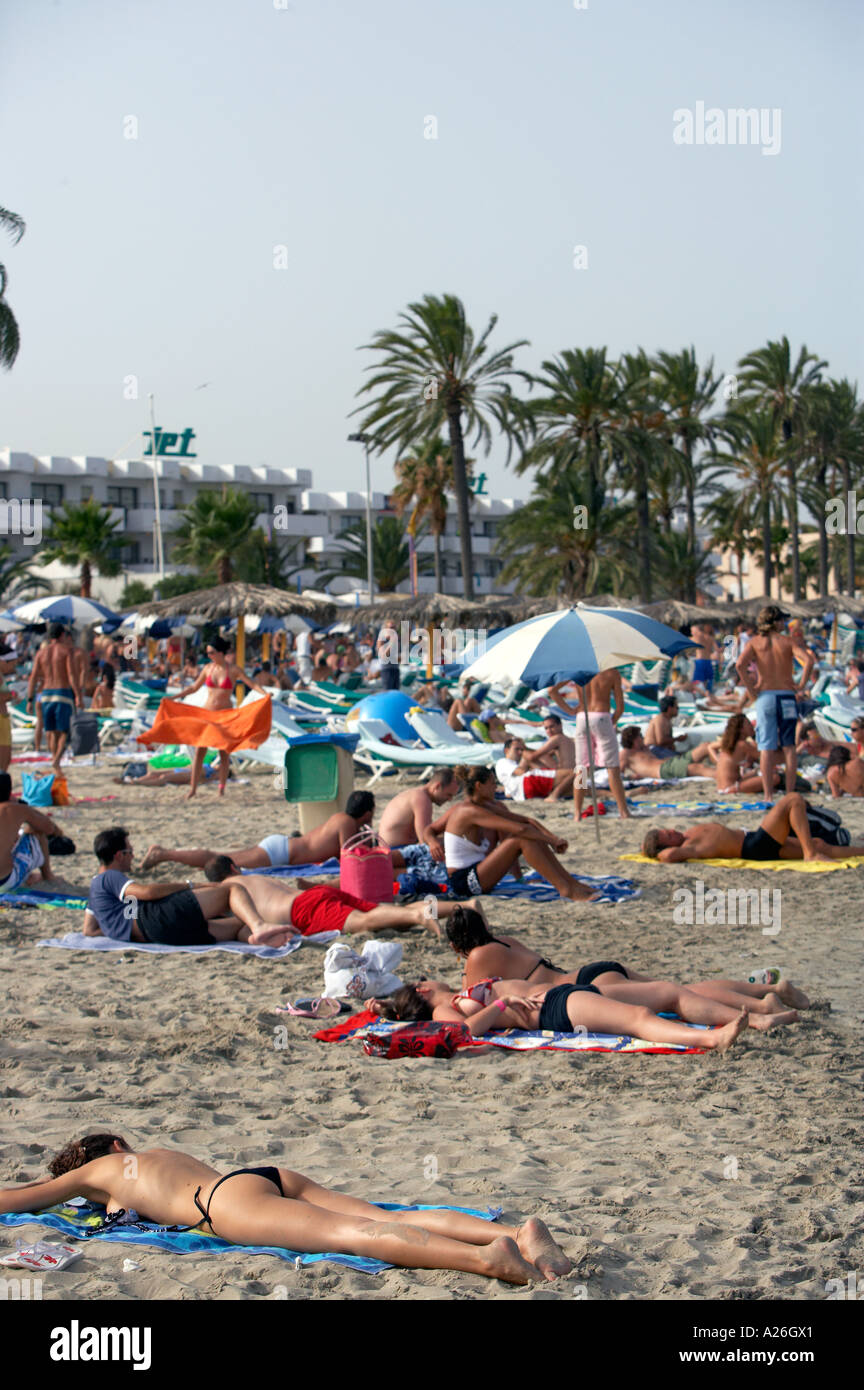 Beach At Bora Bora Club Island Of Ibiza Spain Stock Photo Alamy