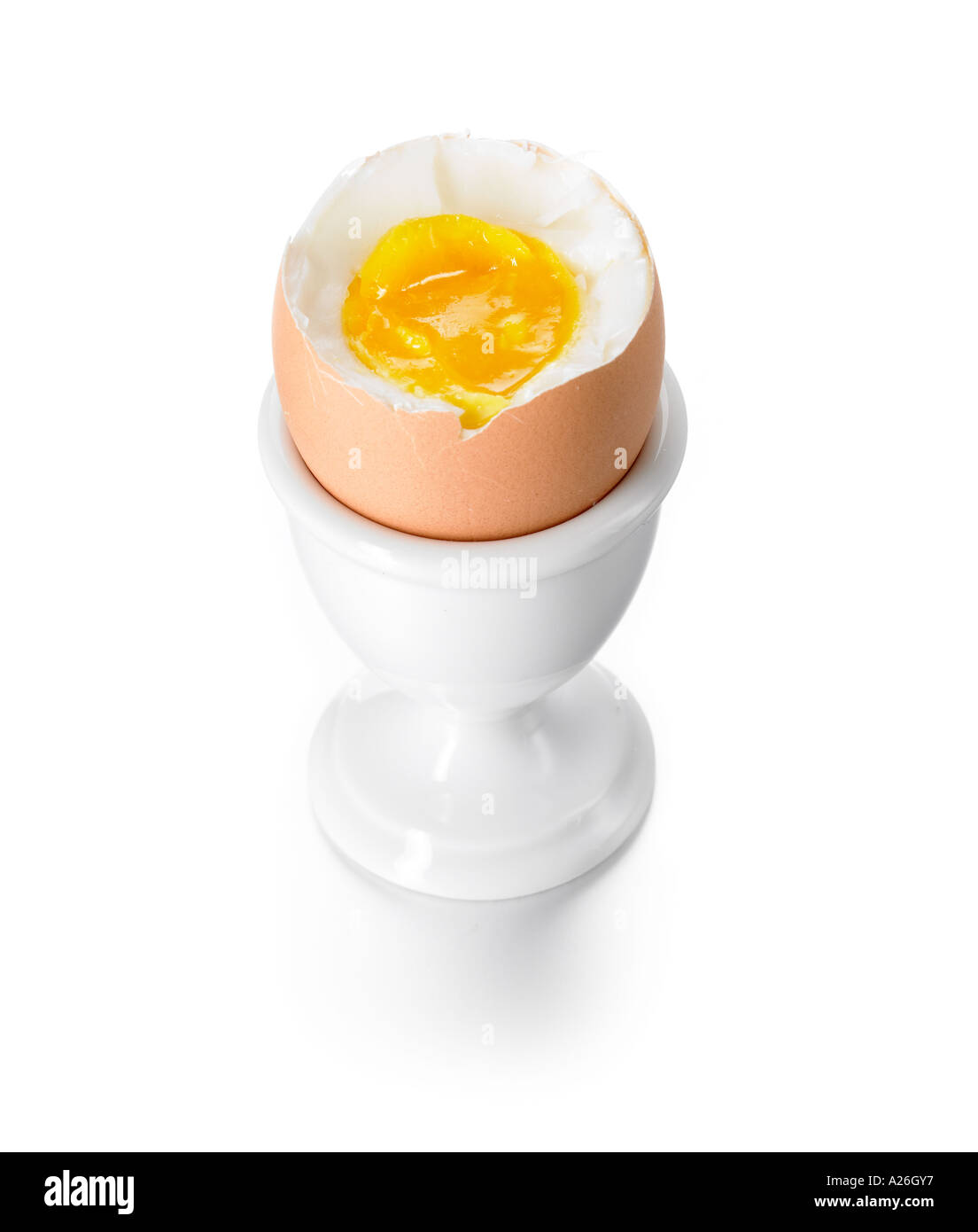 Boiled egg in egg cup Stock Photo