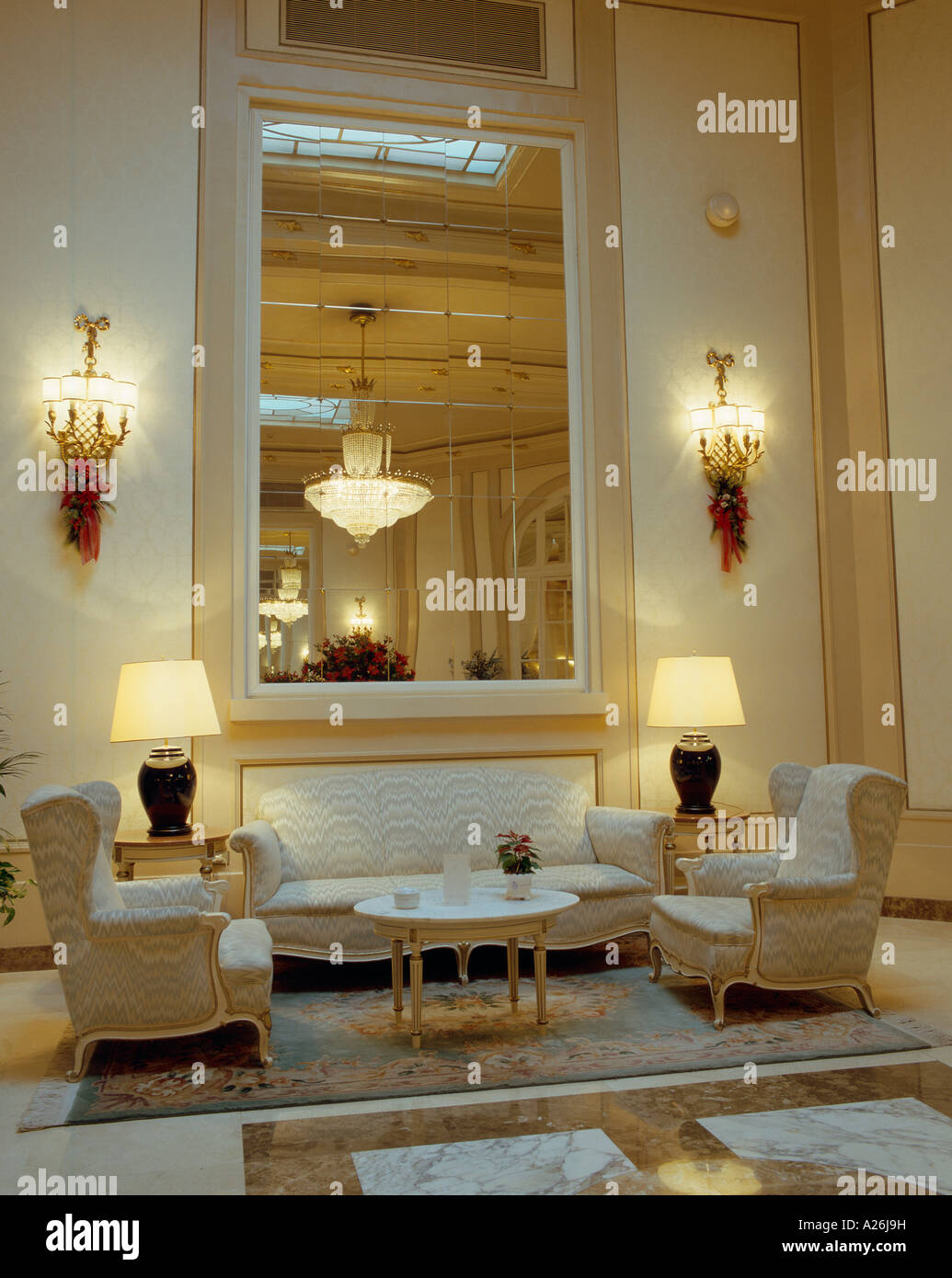 View of an ornate mirror in a living room Stock Photo Alamy
