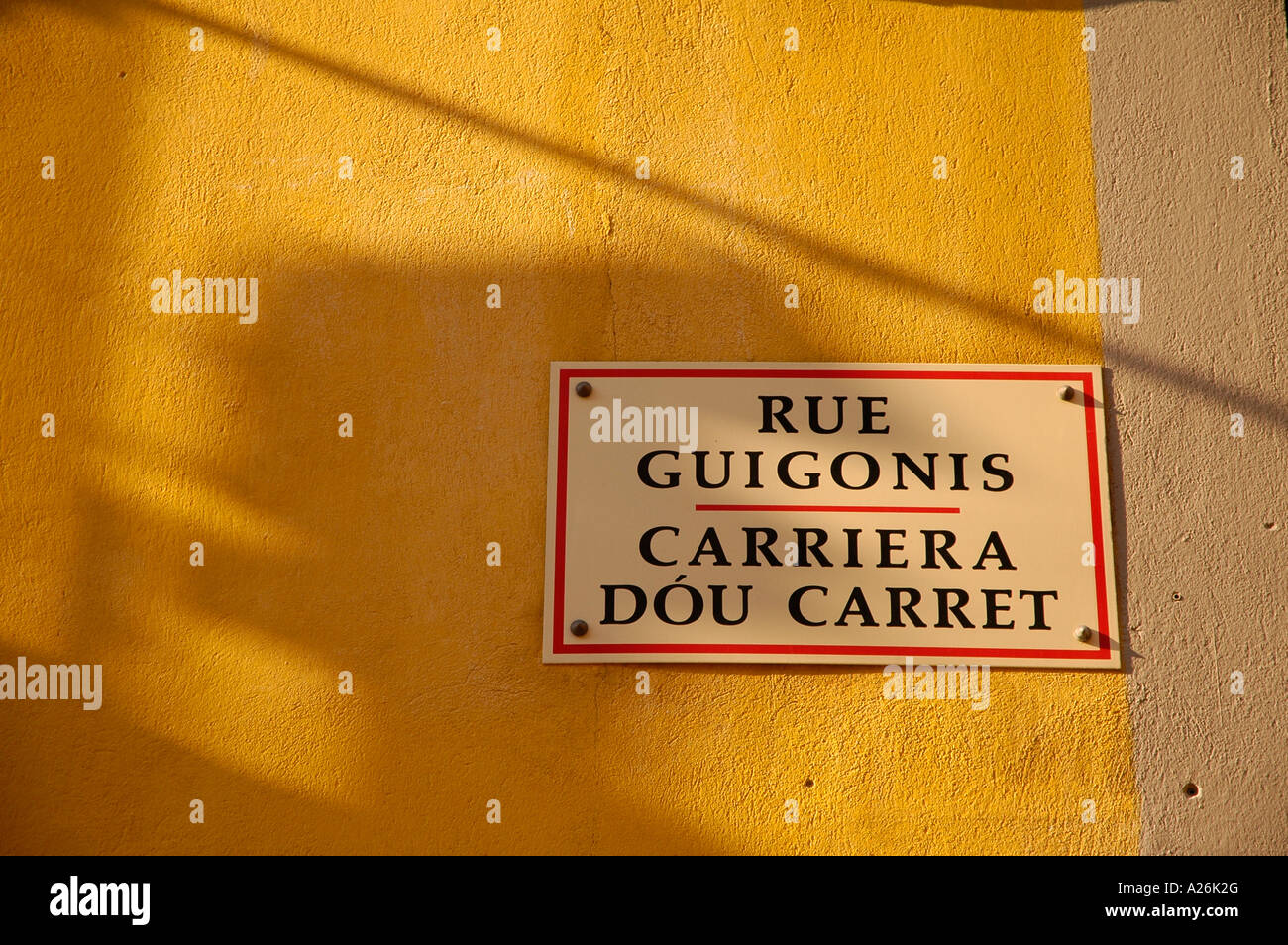 Board with name of street in Nice Stock Photo