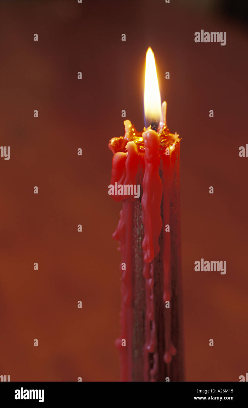 Closeup of a candle burning Stock Photo