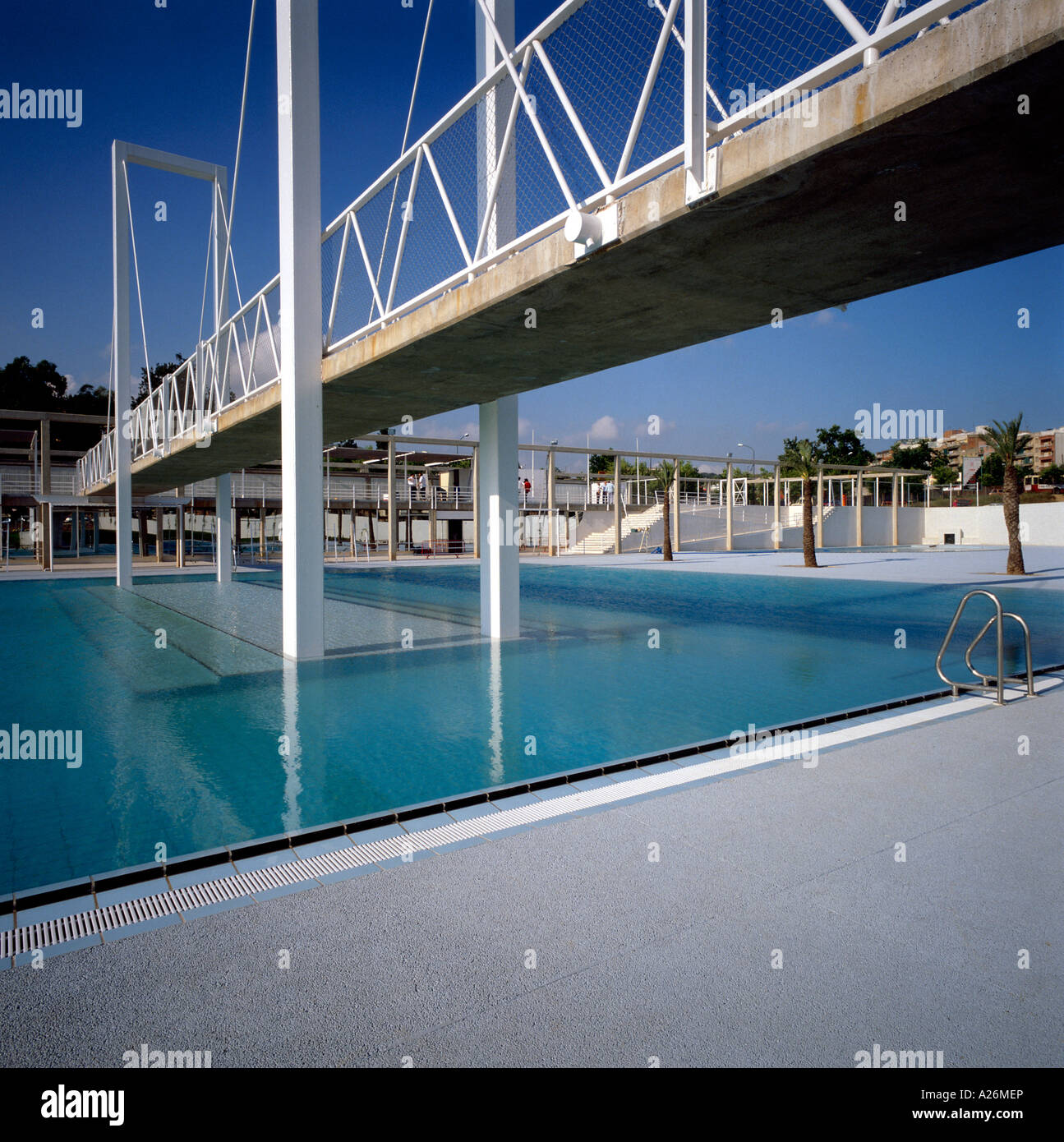 View Of A Bridge Over A Swimming Pool Stock Photo Alamy