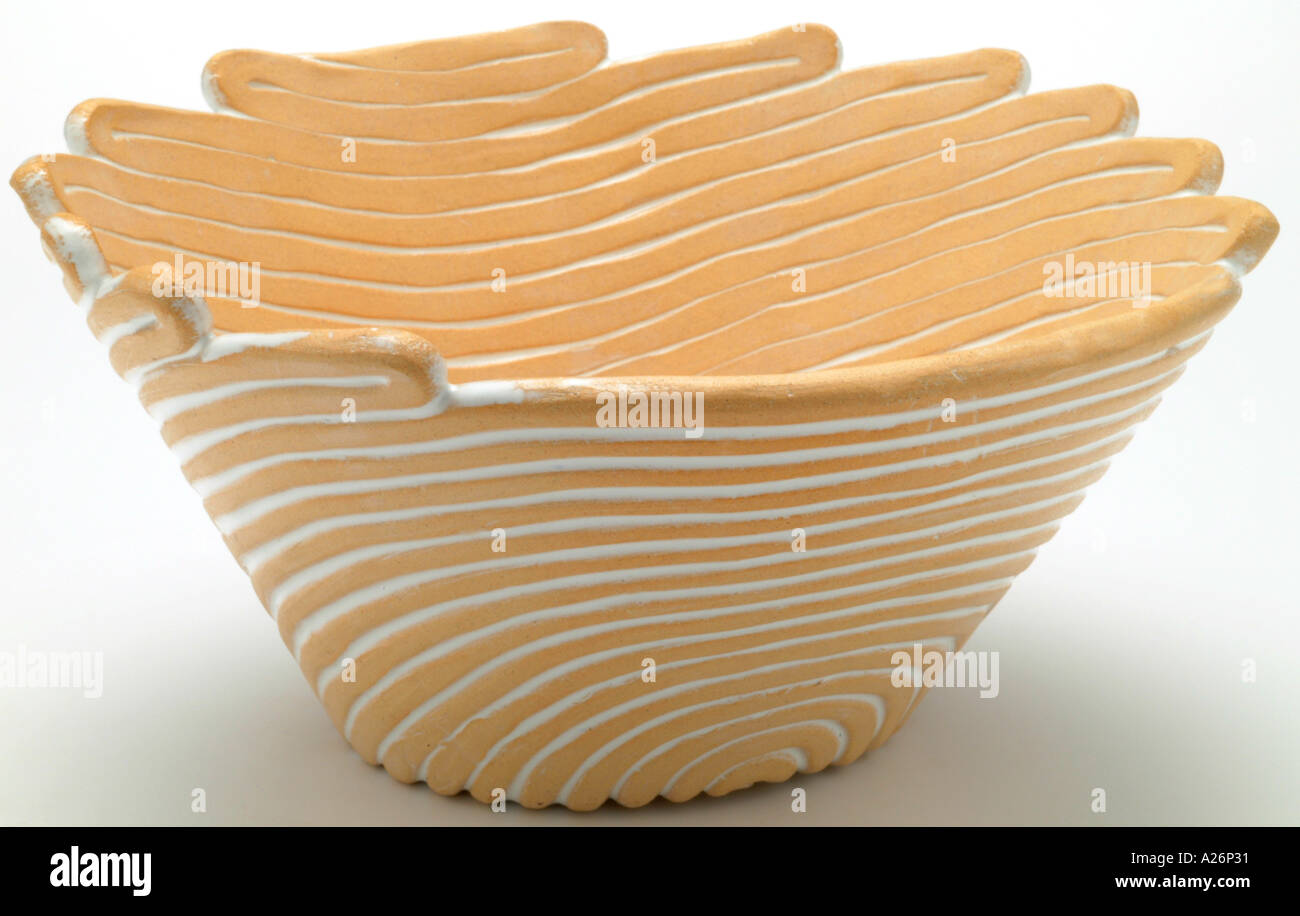 Ceramic hand made studio art coil buff bowl dish pot pottery UK Stock