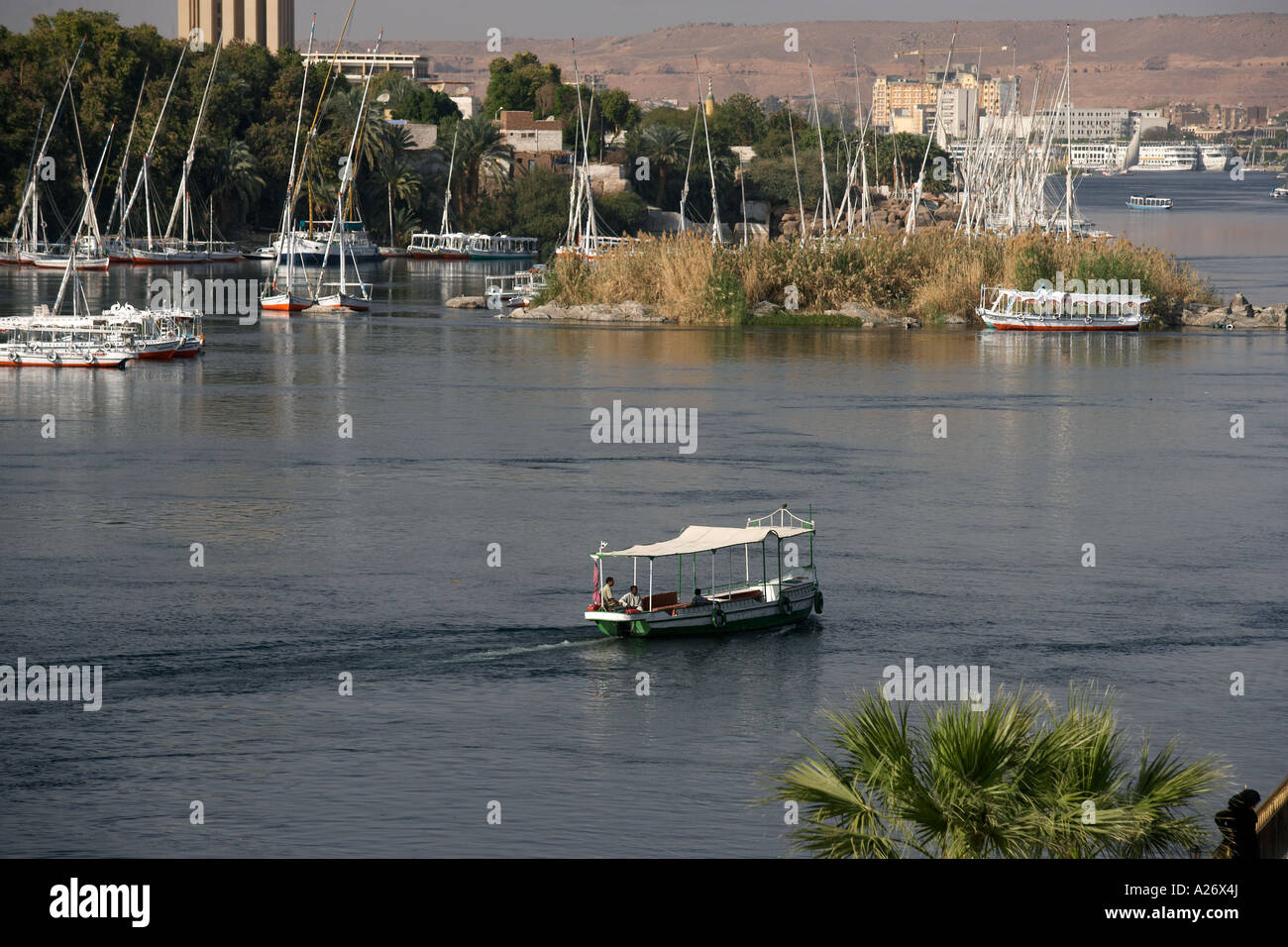 Tour boat on Nile River Aswan Egypt Stock Photo - Alamy