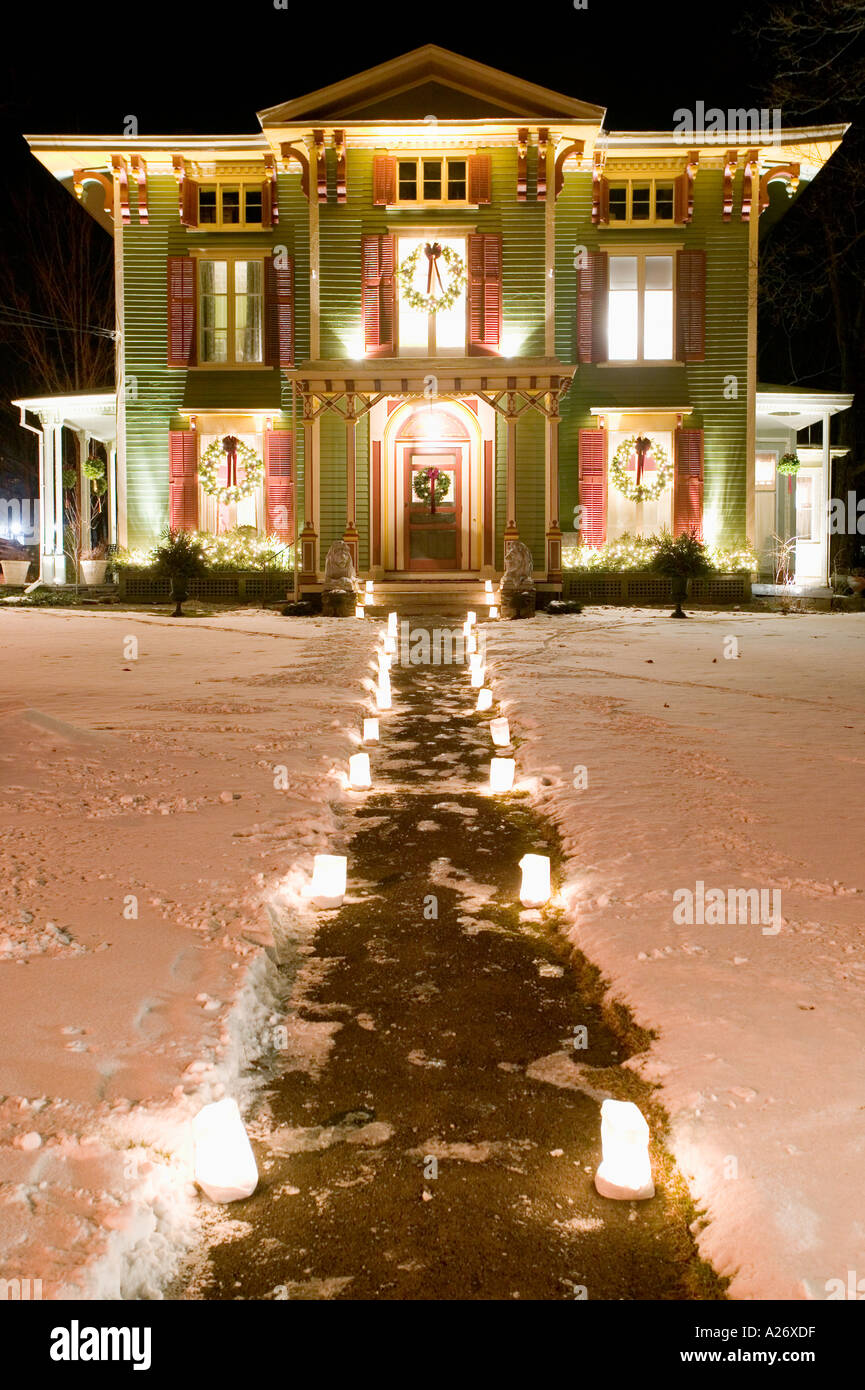 The Landmark Inn in Cooperstown New York is decorated for Christmas Stock Photo