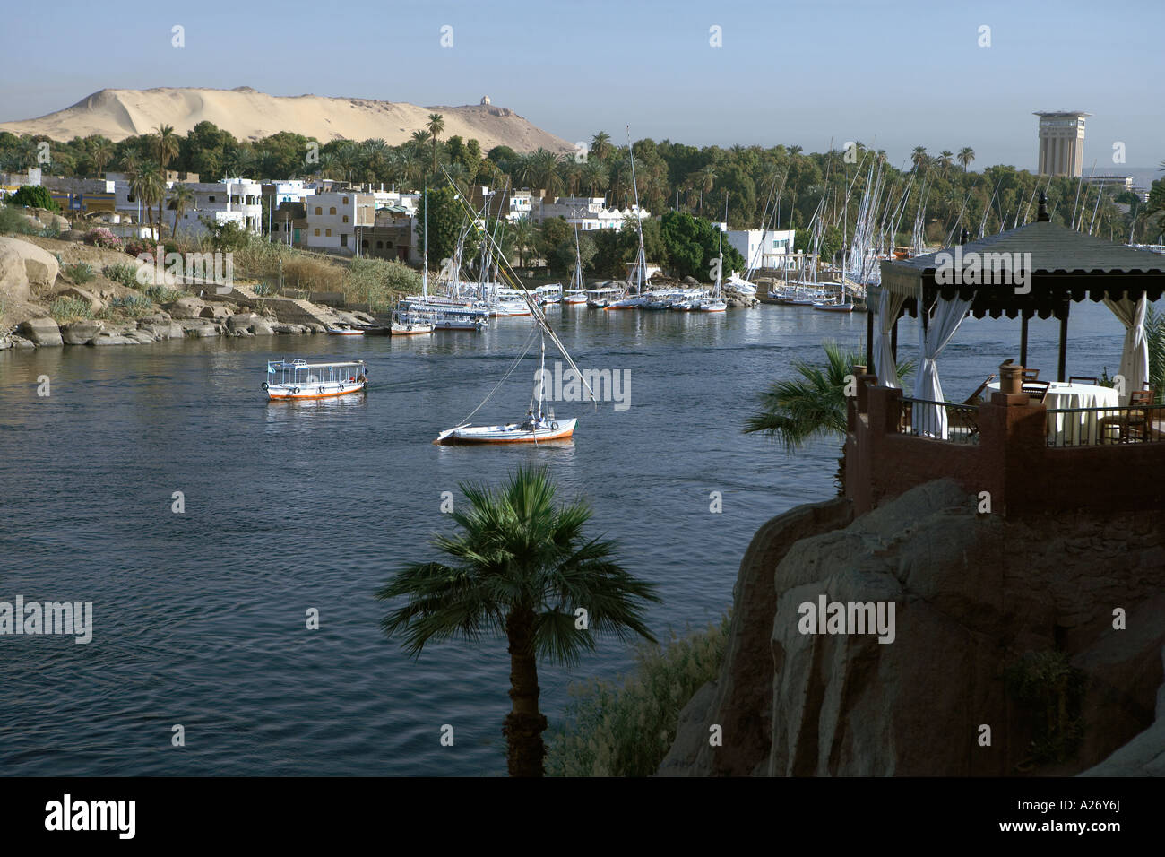 Tour boat on Nile River Aswan Egypt Stock Photo - Alamy