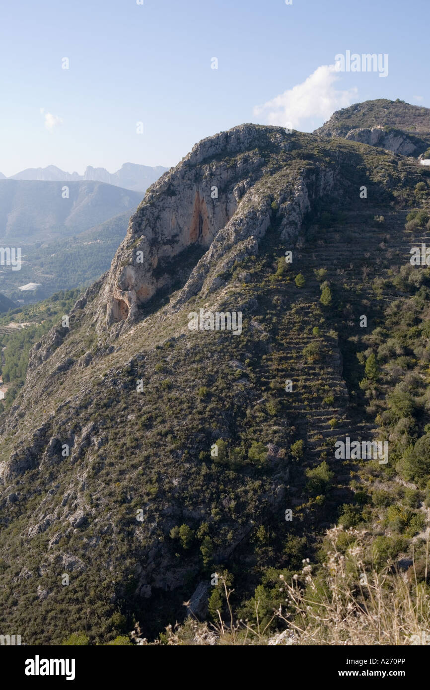 View across the mountains at  Vall de Laguar , Spain Stock Photo