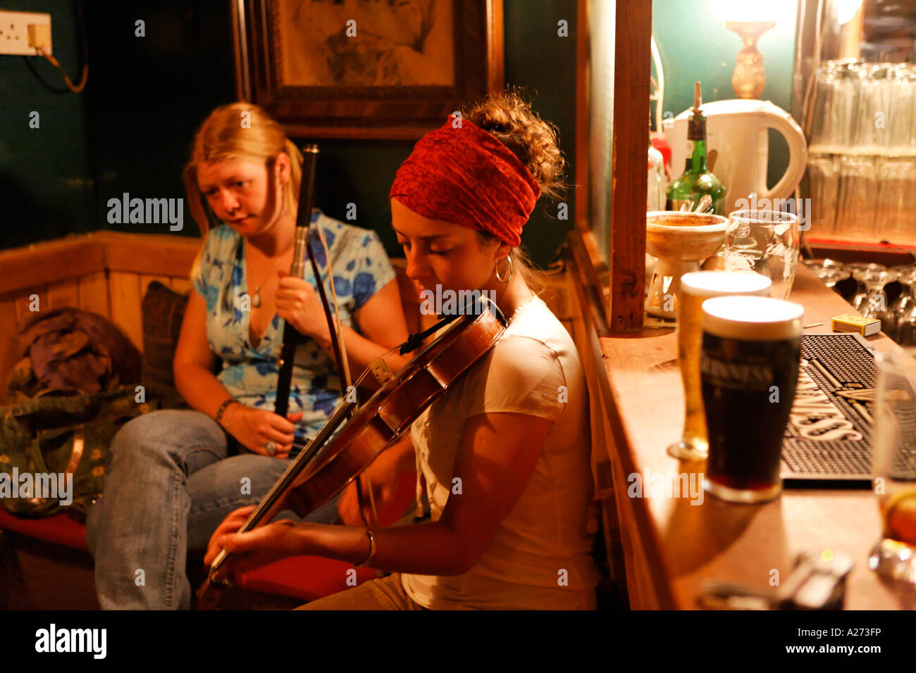 Irish music session in a pub, Sligo, Sligo, Ireland Stock Photo