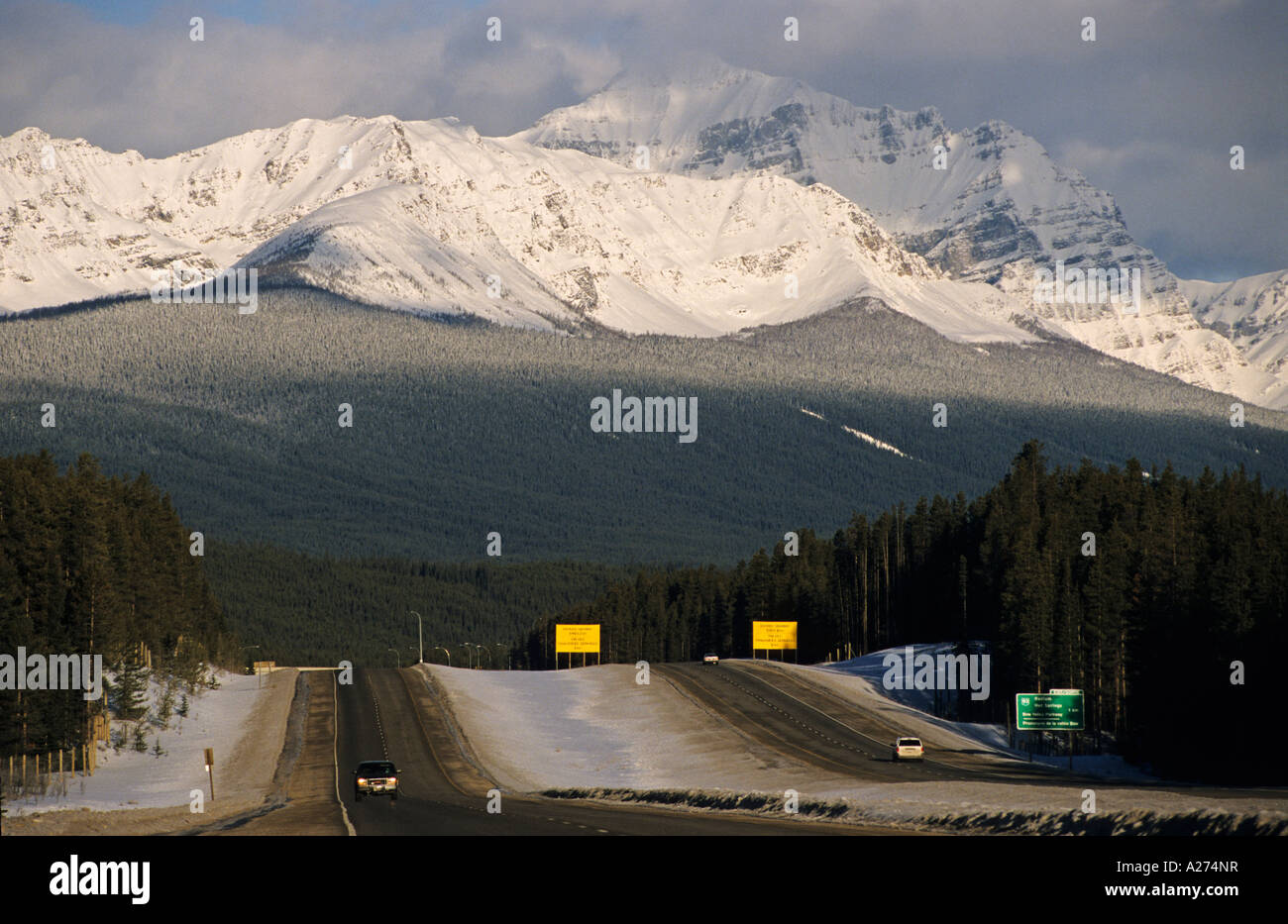 Highway through Banff National Park, Alberta, Canada Stock Photo