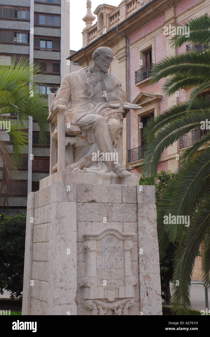 Valencia Spain statue of Spanish artist Ignacio Pinazo born in Valencia 1849 to 1916 Stock Photo