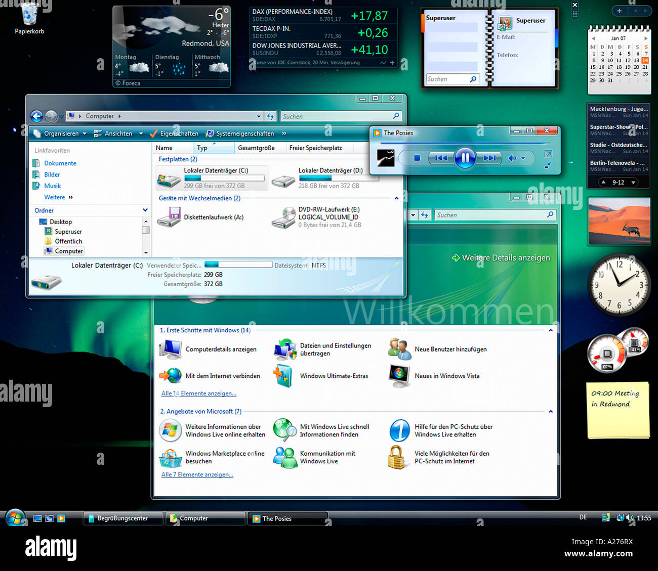 Microsoft Windows Vista, german version, desktop with started applications, screenshot Stock Photo