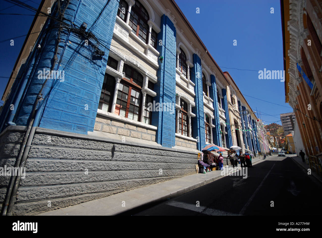 Building in central La Paz, capital of Bolivia, South America Stock Photo