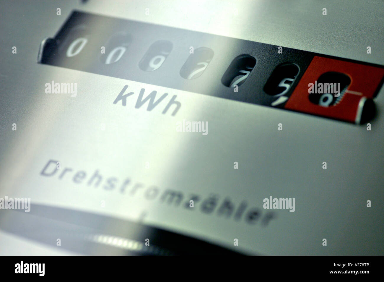 electric meter with detail of counter mechanism register for power consumption Stock Photo Alamy